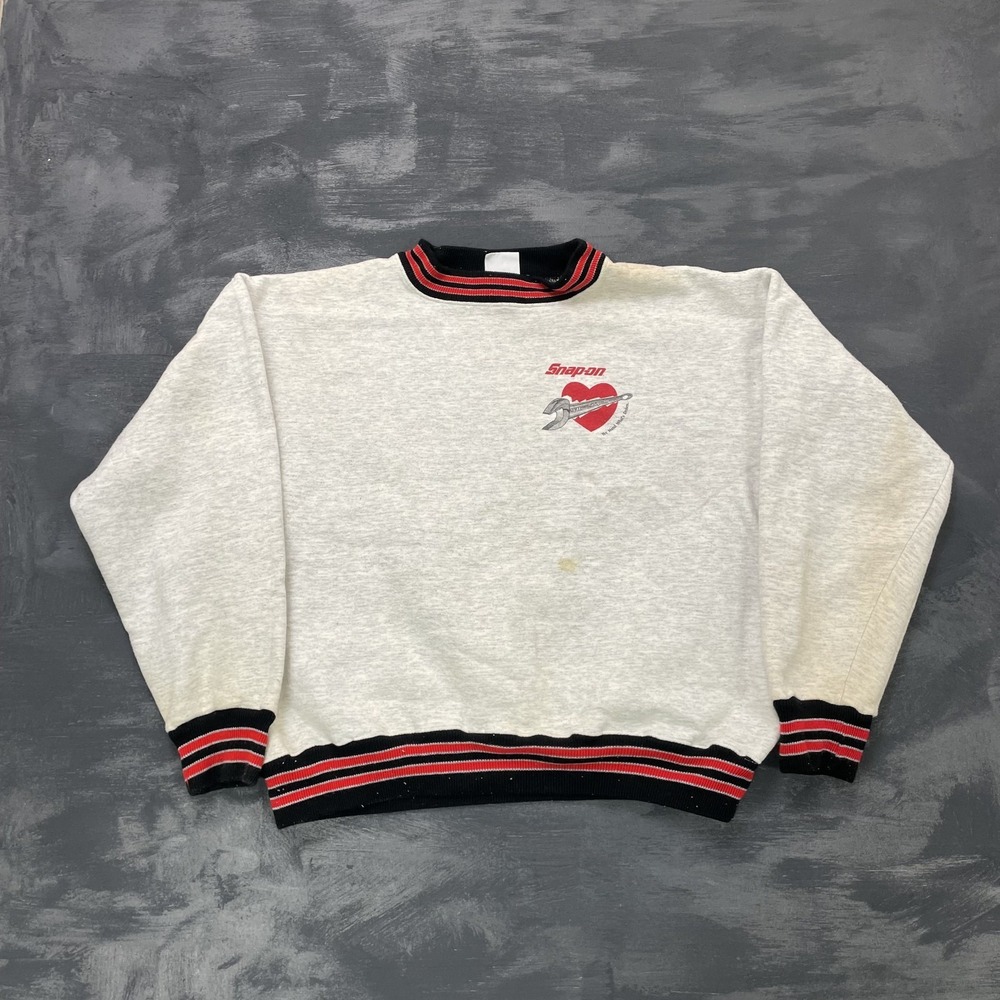 vintage Snap On sweatshirt mens large grey 1990s tools mechanic